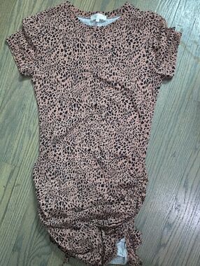 Stella Tweed Pink Leopard-Print Drawstring T-Shirt Dress